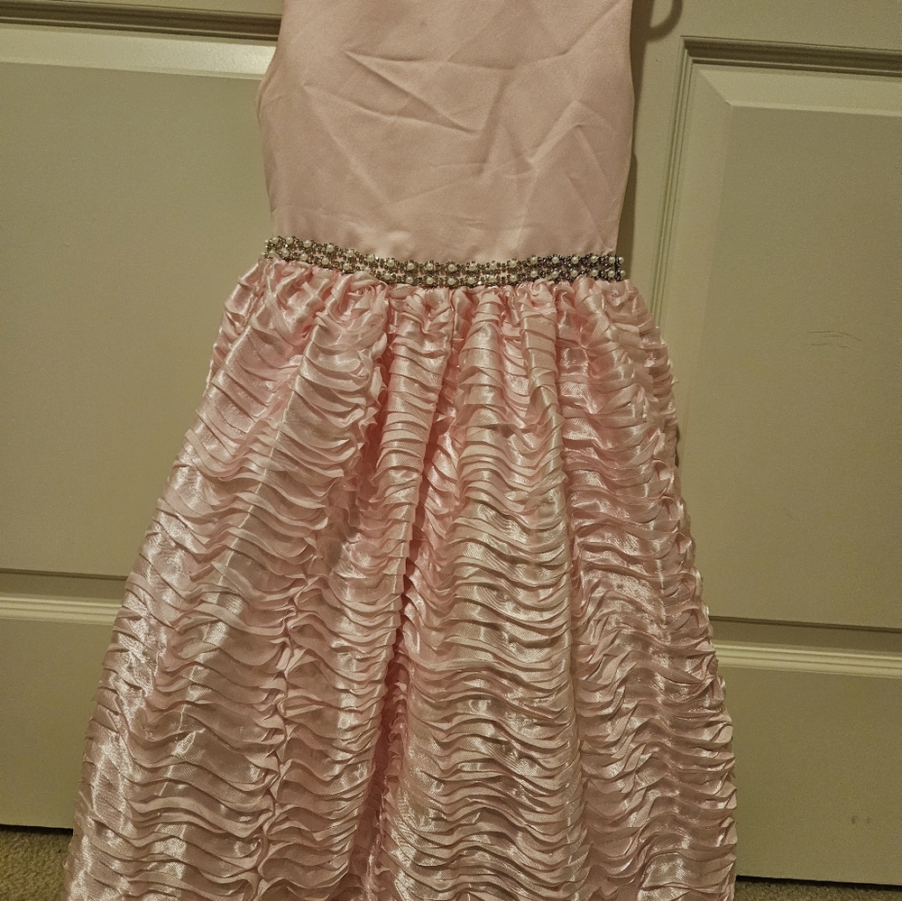 American Girl ruffle dress girls' 8 pink with diamond embellishments
